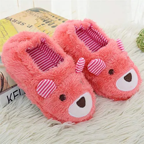 2-9Y Children Kids Girls Boys All-Inclusive Slippers Cartoon Winter Warm Fake Flock Home Floor Slippers (🍀Watermelon Red, Age💦:3-3.5Years)