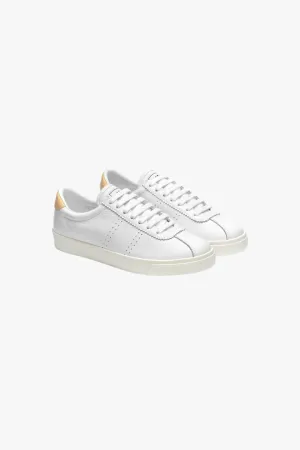 2843 White Yellow Trim Comfort Leather Sneaker