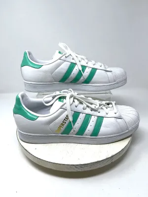 Adidas Size M 11.5 / W 12.5 White & Mint Green Stripe Sneakers