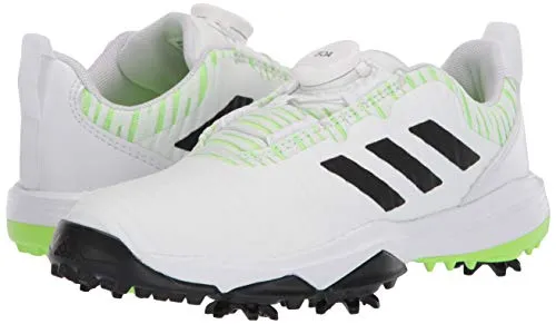 adidas Unisex-Kid's JR CODECHAOS BOA Golf Shoe, FTWR White/core Black/Signal Green, 6.5 Medium US Big Kid