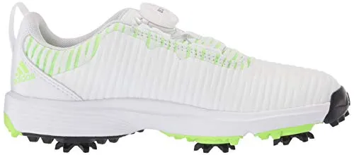 adidas Unisex-Kid's JR CODECHAOS BOA Golf Shoe, FTWR White/core Black/Signal Green, 6.5 Medium US Big Kid