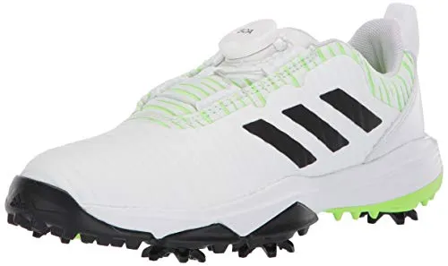 adidas Unisex-Kid's JR CODECHAOS BOA Golf Shoe, FTWR White/core Black/Signal Green, 6.5 Medium US Big Kid