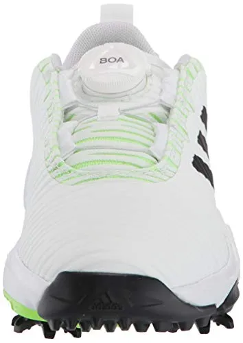 adidas Unisex-Kid's JR CODECHAOS BOA Golf Shoe, FTWR White/core Black/Signal Green, 6.5 Medium US Big Kid