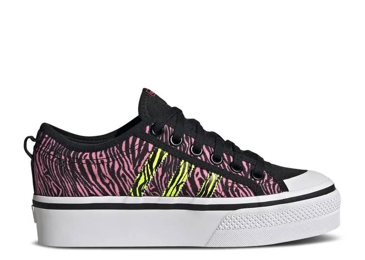 Adidas WMNS NIZZA PLATFORM 'BLISS PINK ZEBRA' sneakers, black