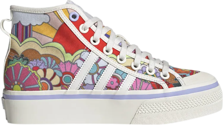 Adidas Wmns Nizza Platform Mid 'Floral' Sneakers, Multicolor