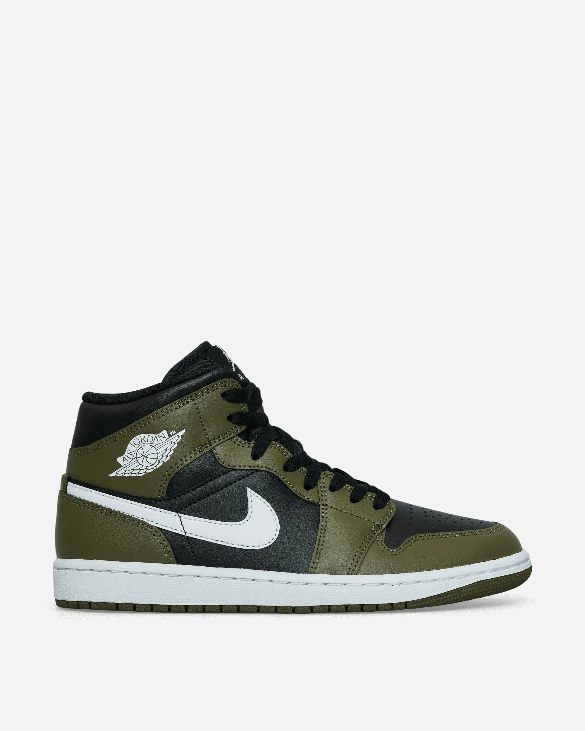 Air Jordan 1 Mid Sneakers Black / Medium Olive / Sail