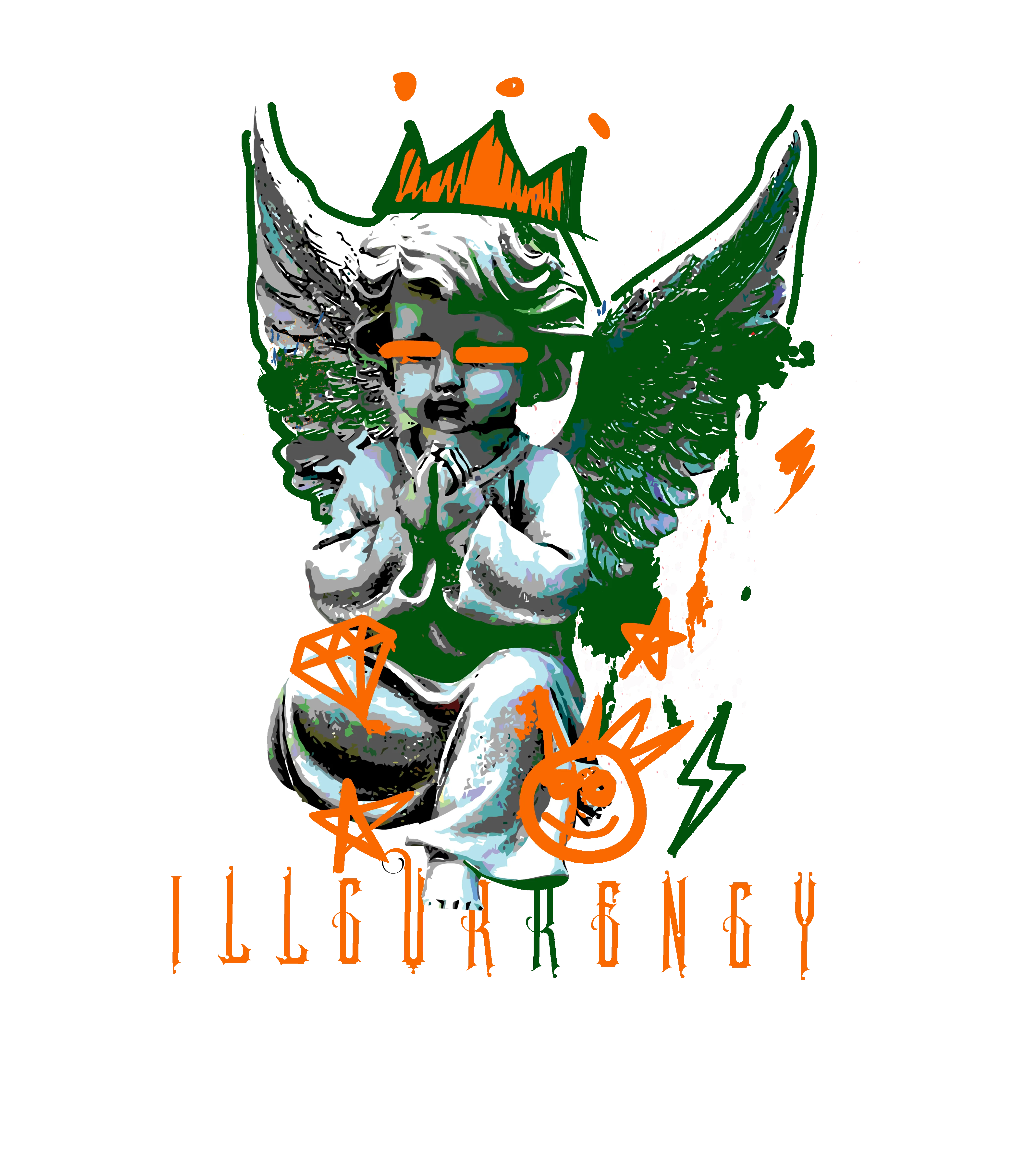 Air Jordan 5 GS Miami Hurricanes White T-Shirt (Graffiti Angel)| illcurrency