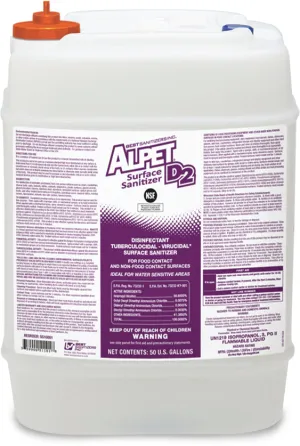 Alpet D2 Surface Sanitize, (with insert, dip tube and shipping cap) 5 Gallon (1/ea)