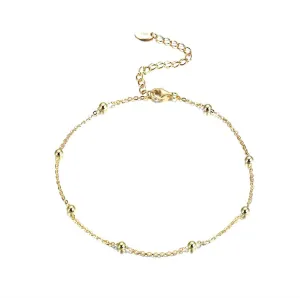 Anklet tennis chain with small round silver balls