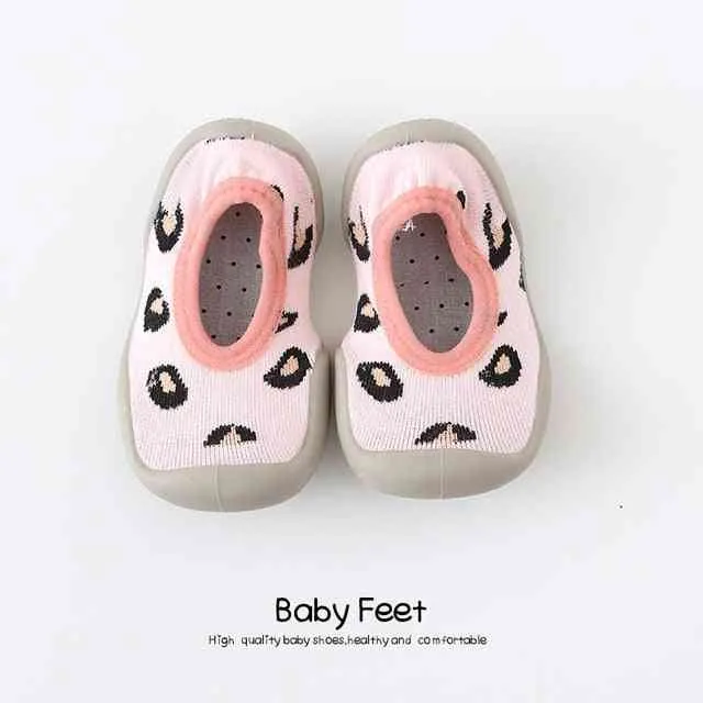 Baby Sock Shoes - Pink Leopard