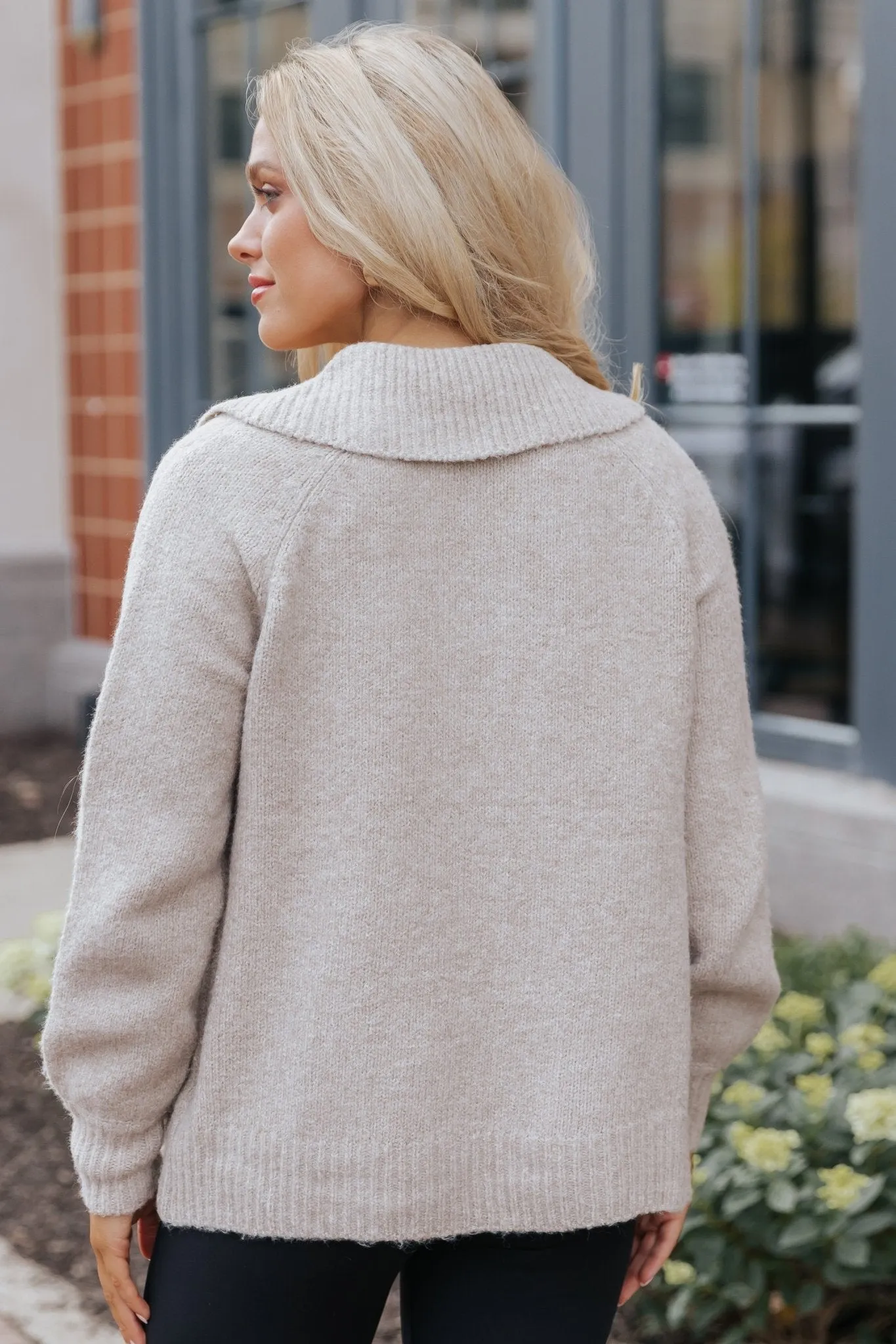 Beige Button Down Sweater Cardigan