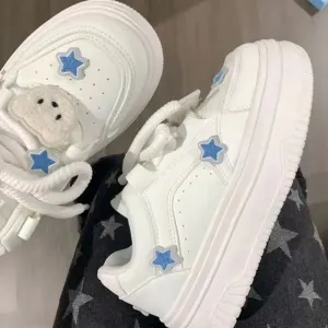 binfenxie  -  Korean White Shoes Women Kawaii Blue Platform Sneakers Spring Summer Tennis Female Vulcanize Cute Casual Footwear Vintage