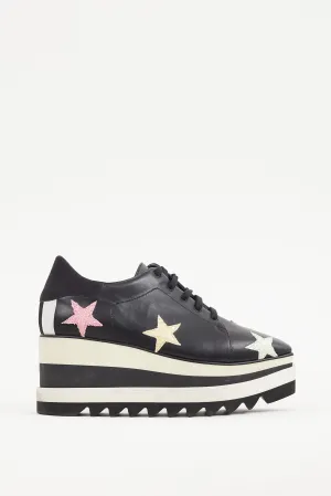 Black & Multicolour Faux Leather Elyse Star Derby