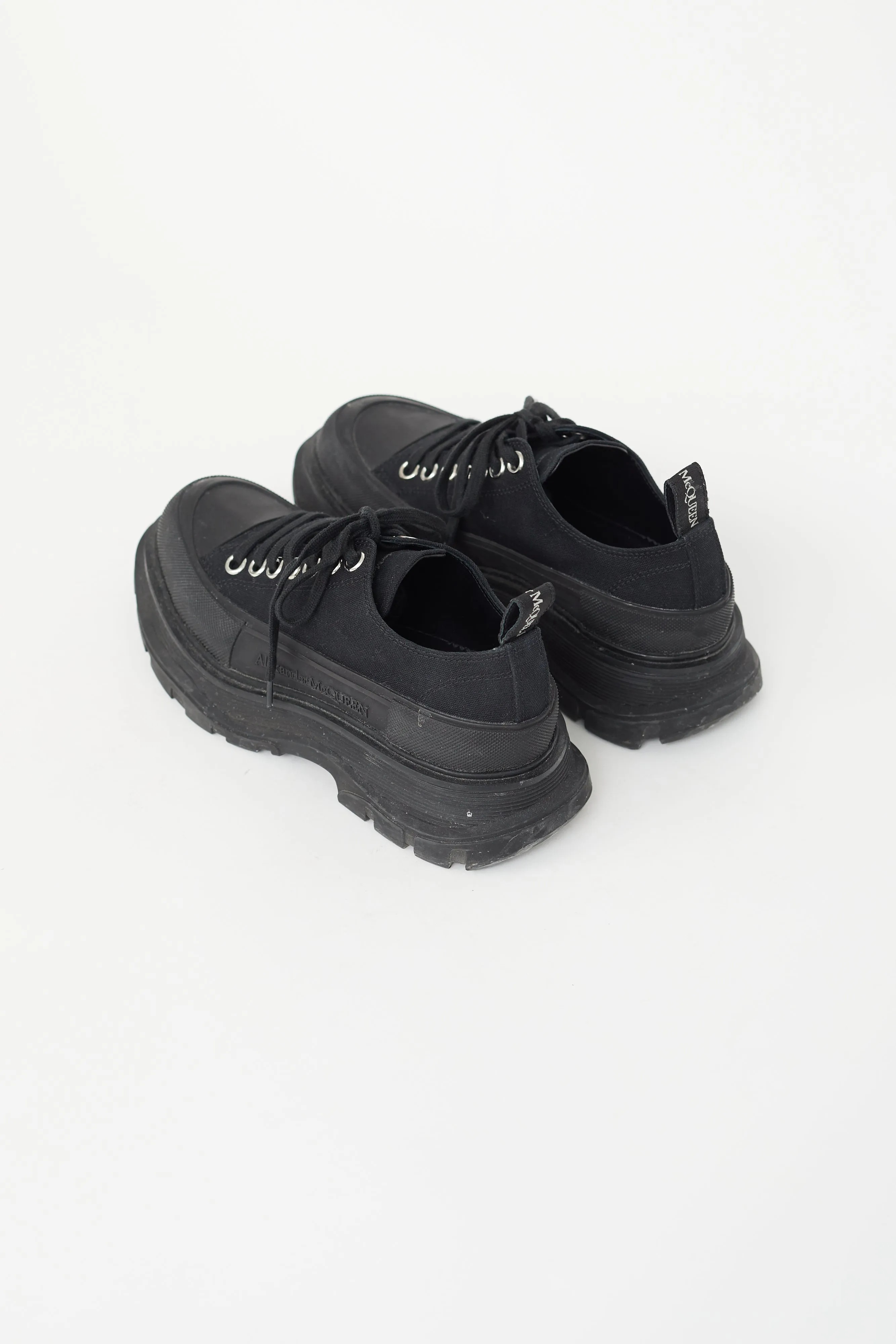 Black Canvas Tread Slick Platform Sneaker