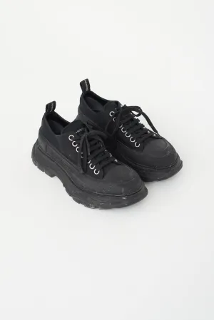 Black Canvas Tread Slick Platform Sneaker