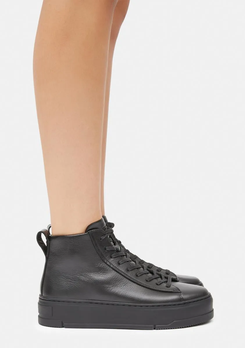 Black Leather Judy High Top Sneakers