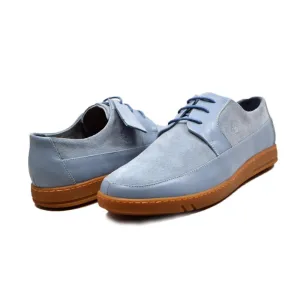 British Walkers Westminster Vintage Bally Style Men's Sky Blue Leather and Suede Low Top Sneakers