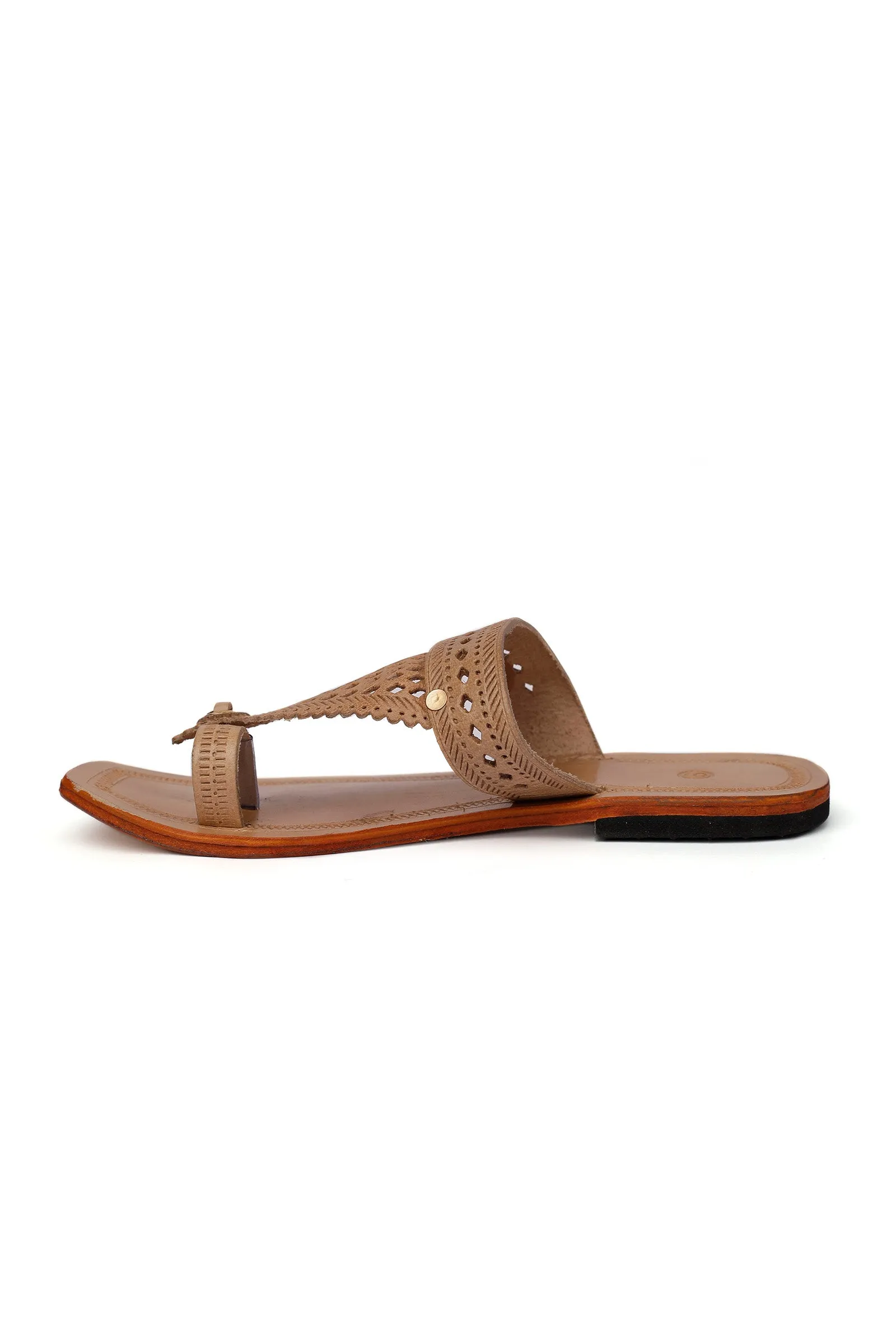 Brown Handcrafted Pure Leather Kolhapuri Flats