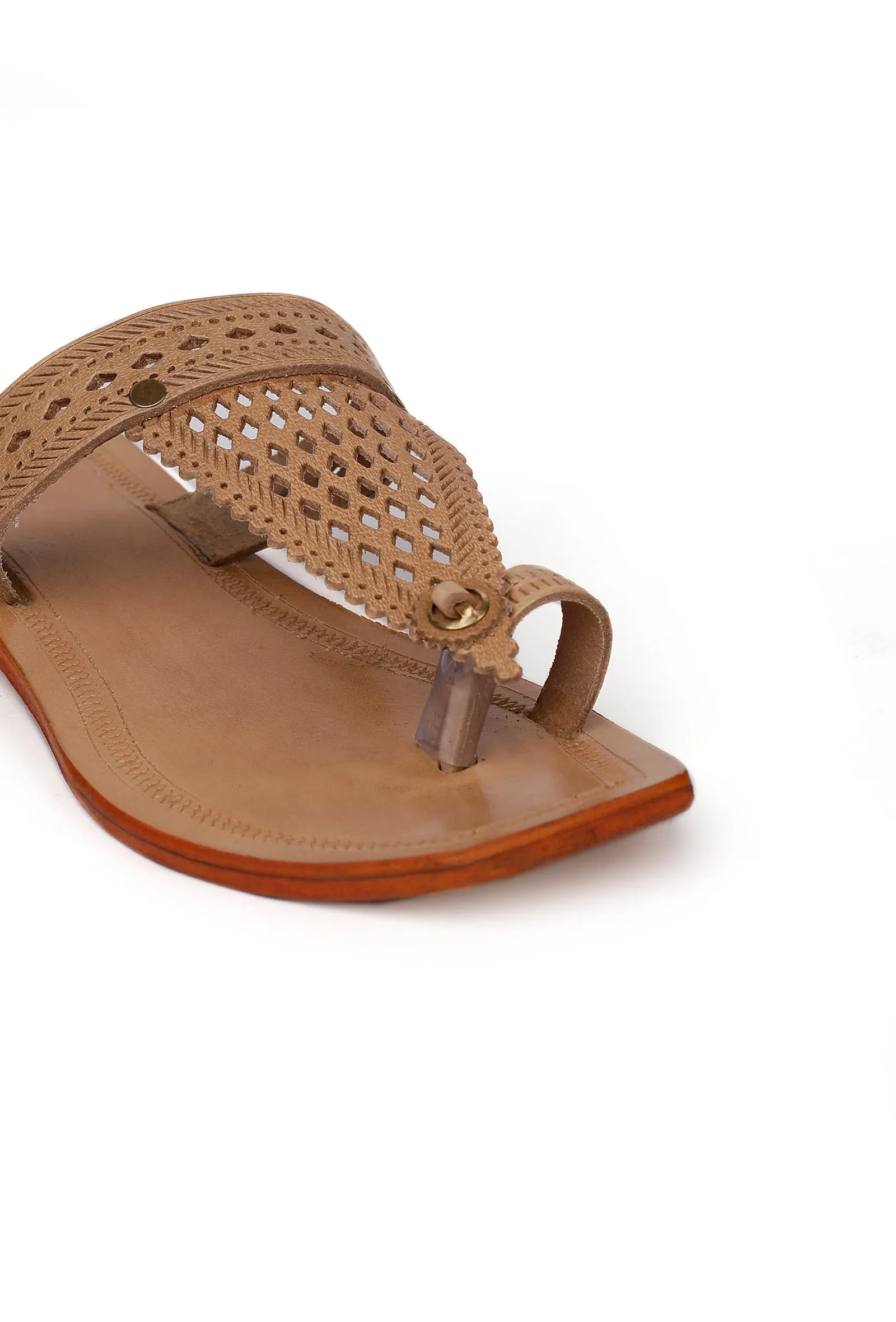 Brown Handcrafted Pure Leather Kolhapuri Flats