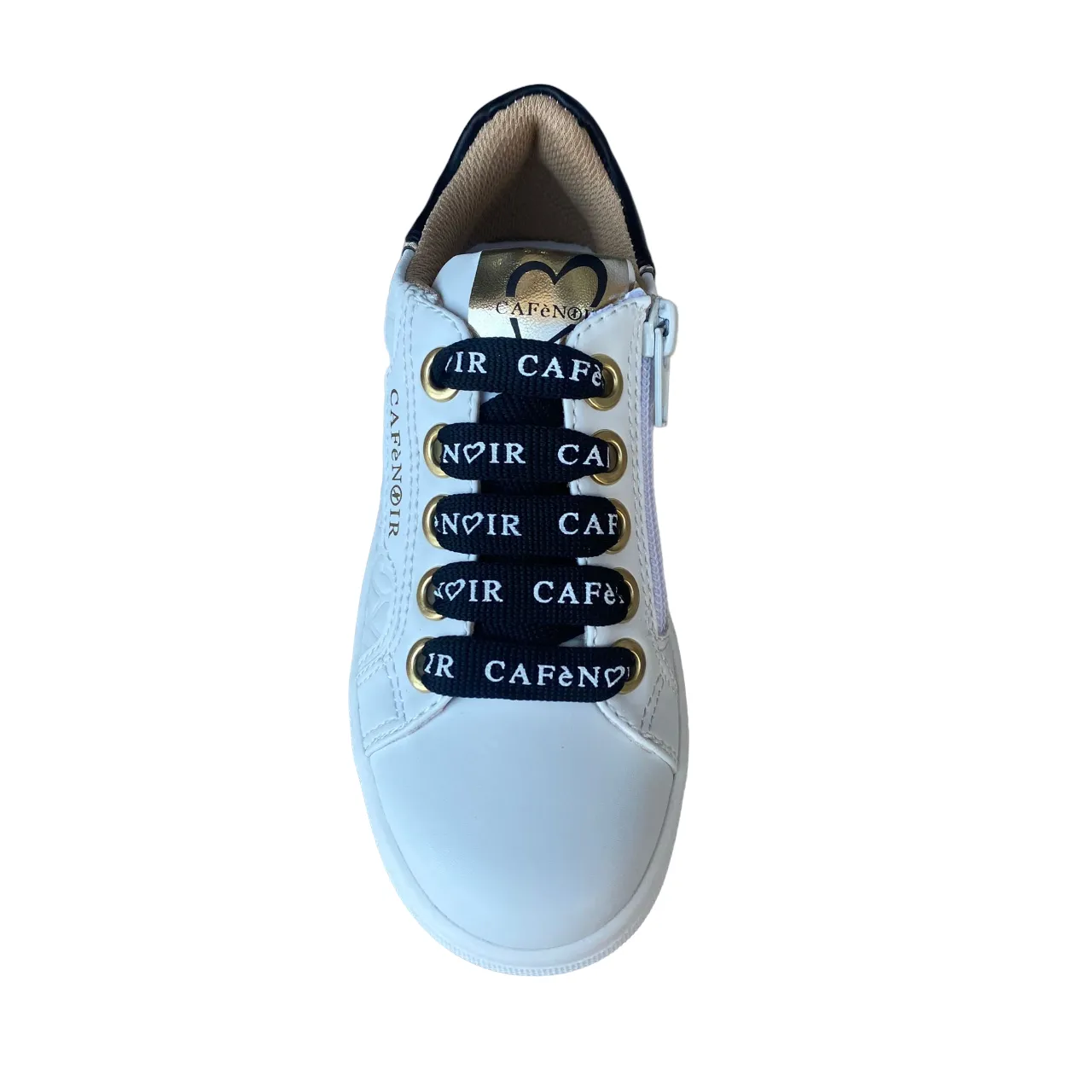 CafèNoir scarpa sneakers da bambina con cerniera laterale C-2281 C1738b bianco