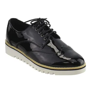 Cape Robbin Women's Fashion Patent Metallic Leather Lace Up Platform Oxford Sneakers Shoes