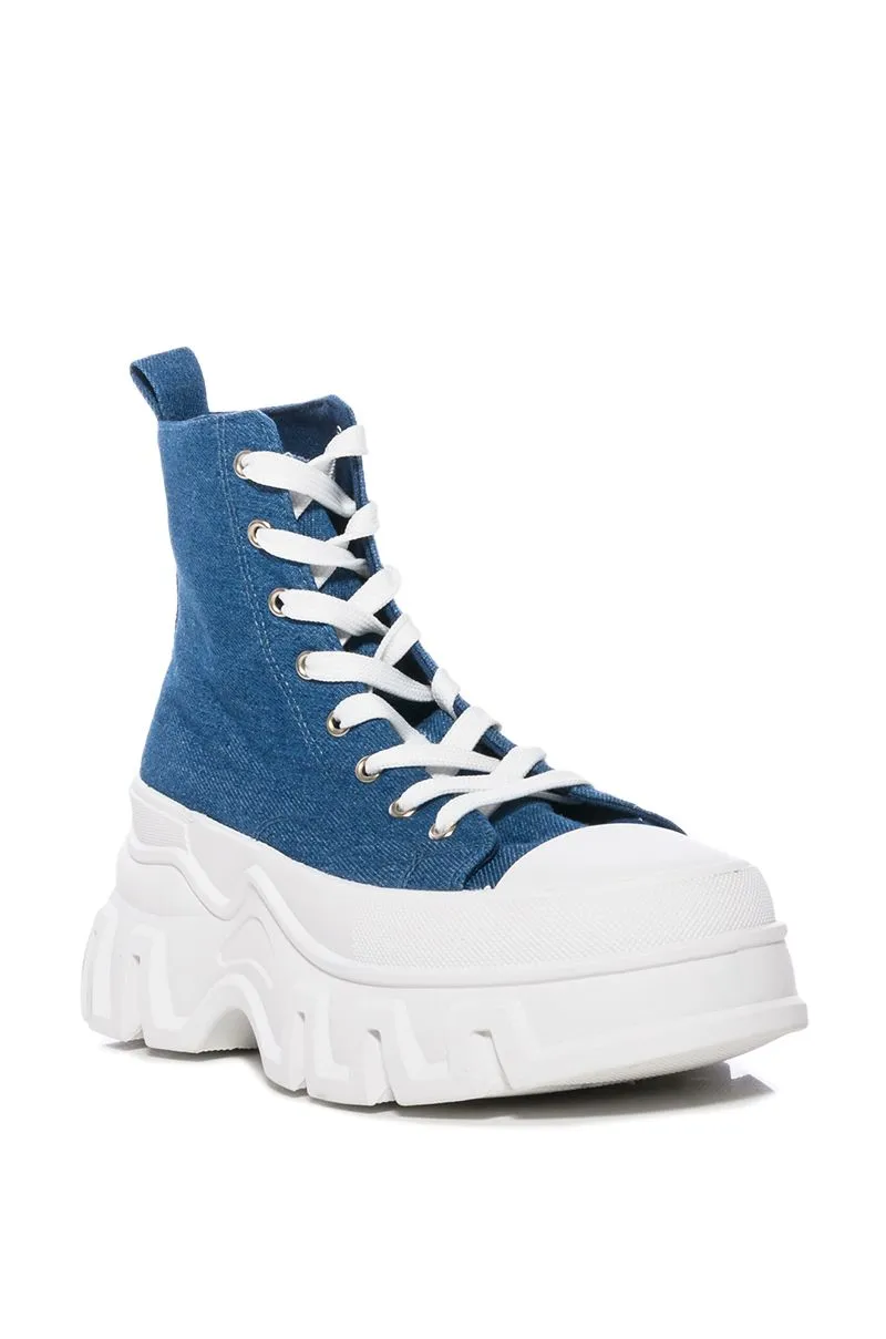 CHANEY-DENIM PLATFORM SNEAKER