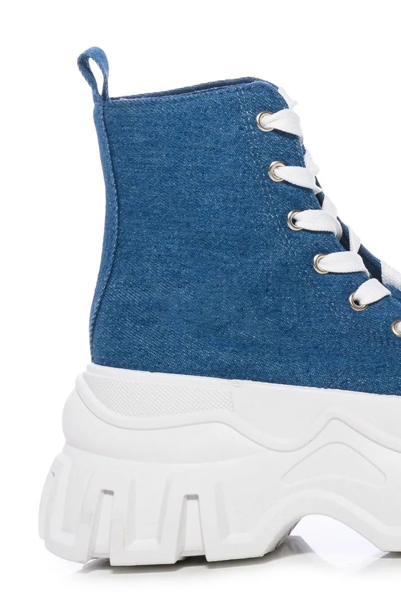 CHANEY-DENIM PLATFORM SNEAKER