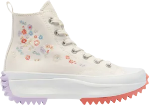 Converse Run Star Hike Platform High Embroidered Floral - Egret, cream