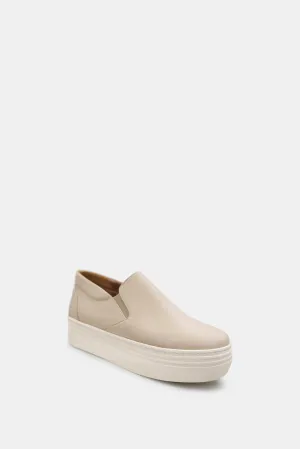 Handmade Leather Platform Sneakers, Beige