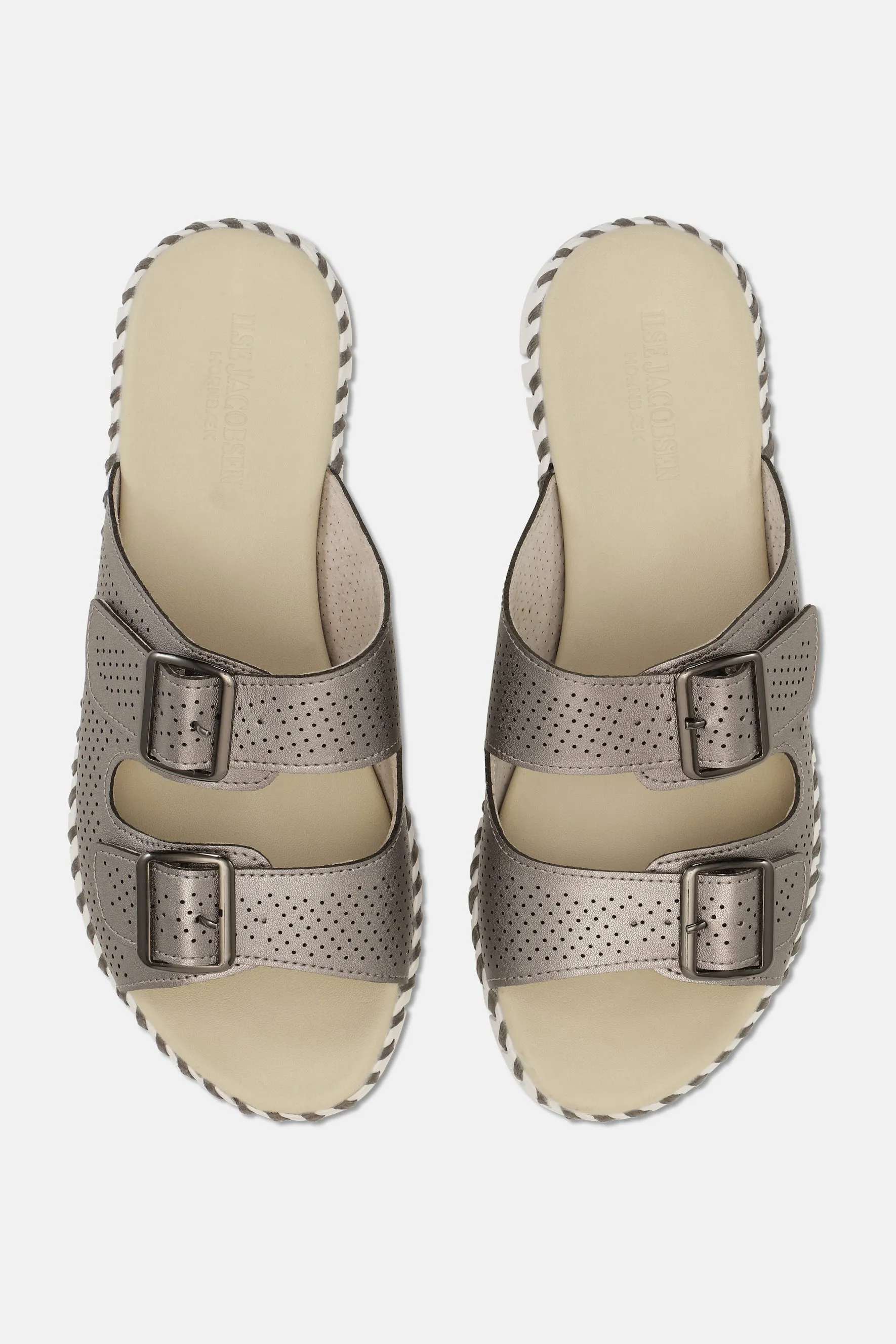 Ilse Jacobsen Hornbæk Tulip 1176ML Double Band Sandals | Gun Metal 718A | Clearance Final Sale