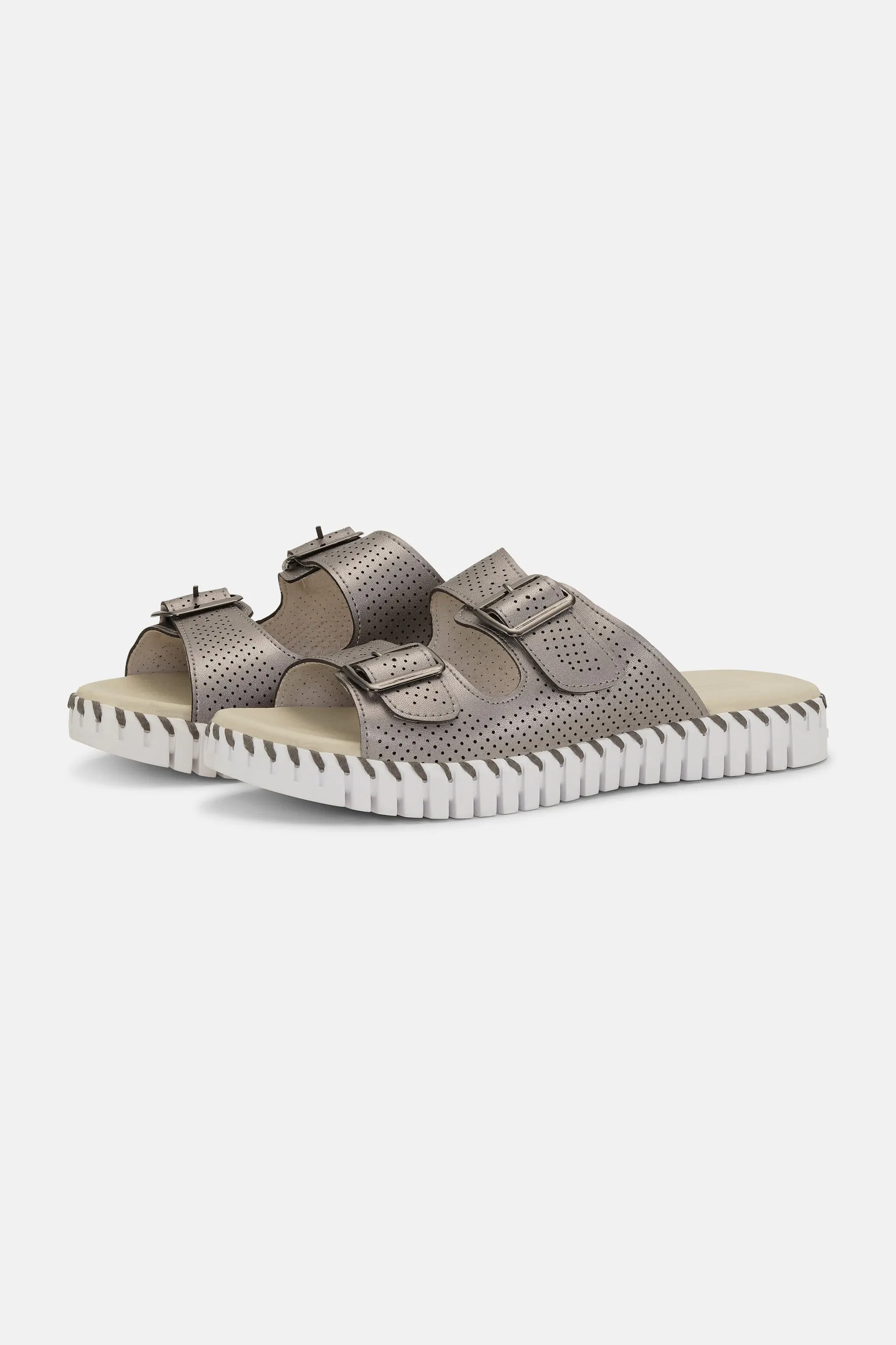 Ilse Jacobsen Hornbæk Tulip 1176ML Double Band Sandals | Gun Metal 718A | Clearance Final Sale