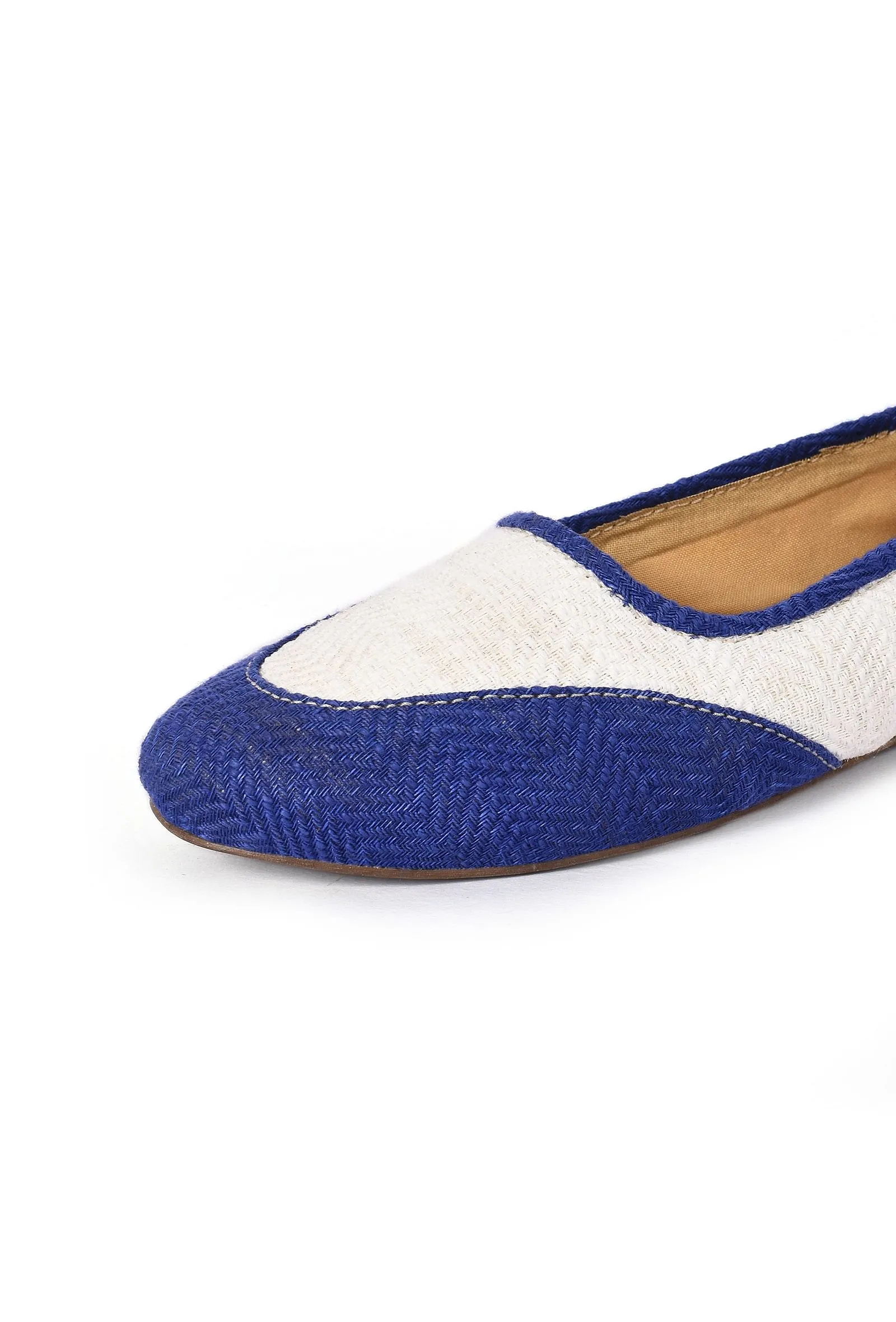 Ink Blue and White Pure Hemp Ballerinas