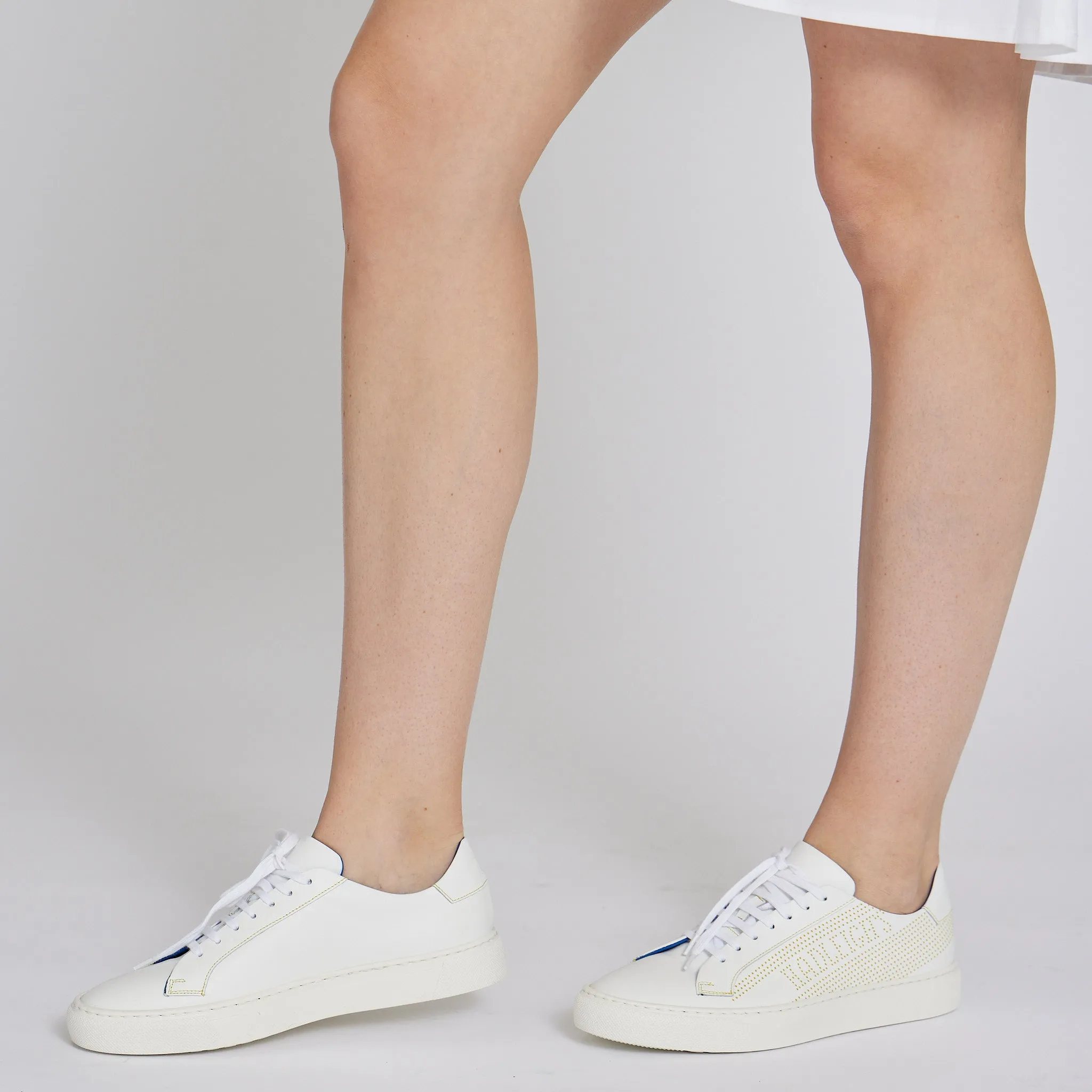 Jamie Sneaker in White with Yellow