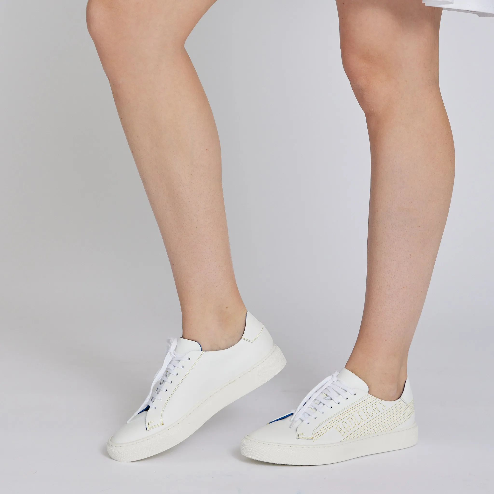 Jamie Sneaker in White with Yellow