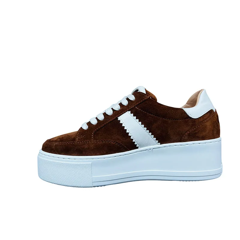 Jane Galland Brown Suede Laces Platform Trainers