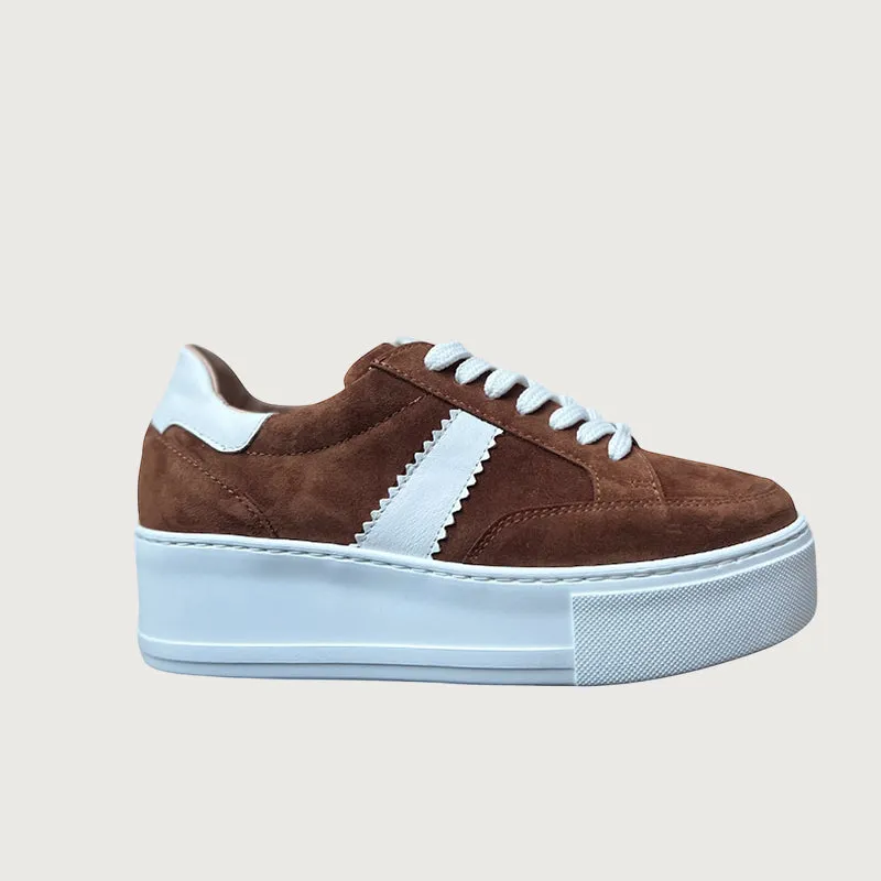 Jane Galland Brown Suede Laces Platform Trainers