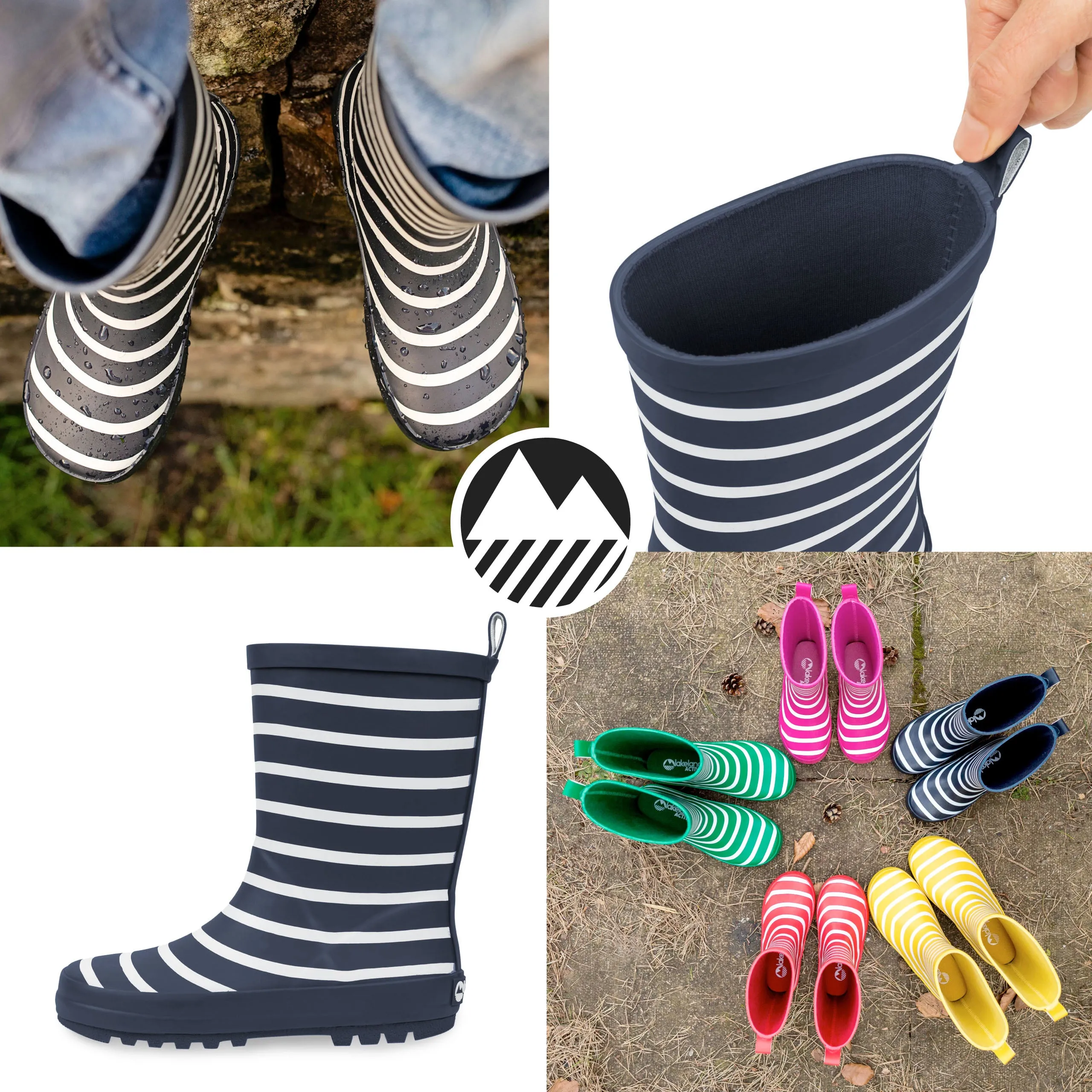 Kids' Pooley Striped Wellington Boots