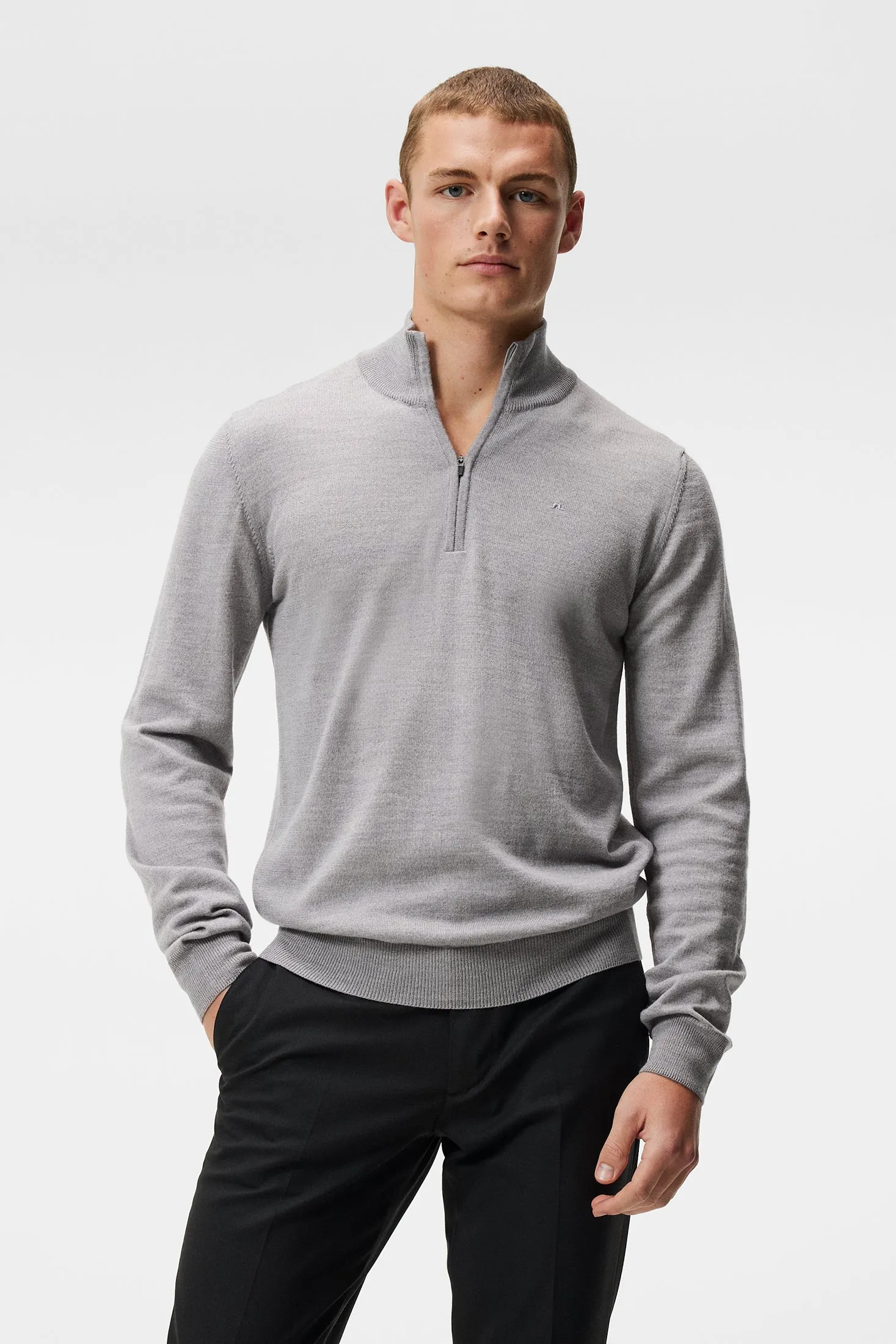 Kiyan Quarter Zip Sweater / Light Grey Melange