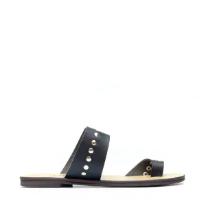 Kyra Black Flat Sandal