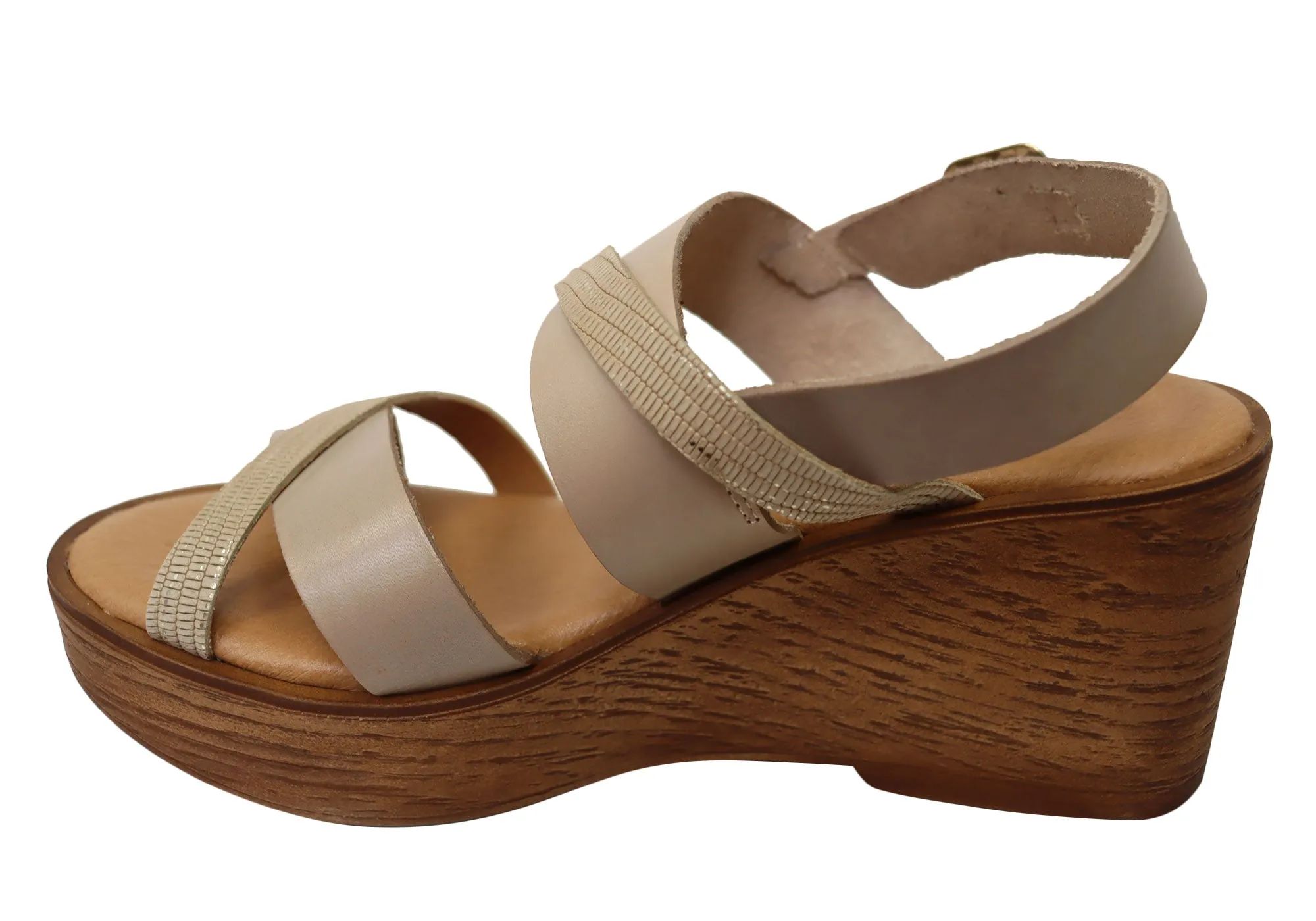 Lola Canales Brooke Womens Spanish Leather Wedge Sandals