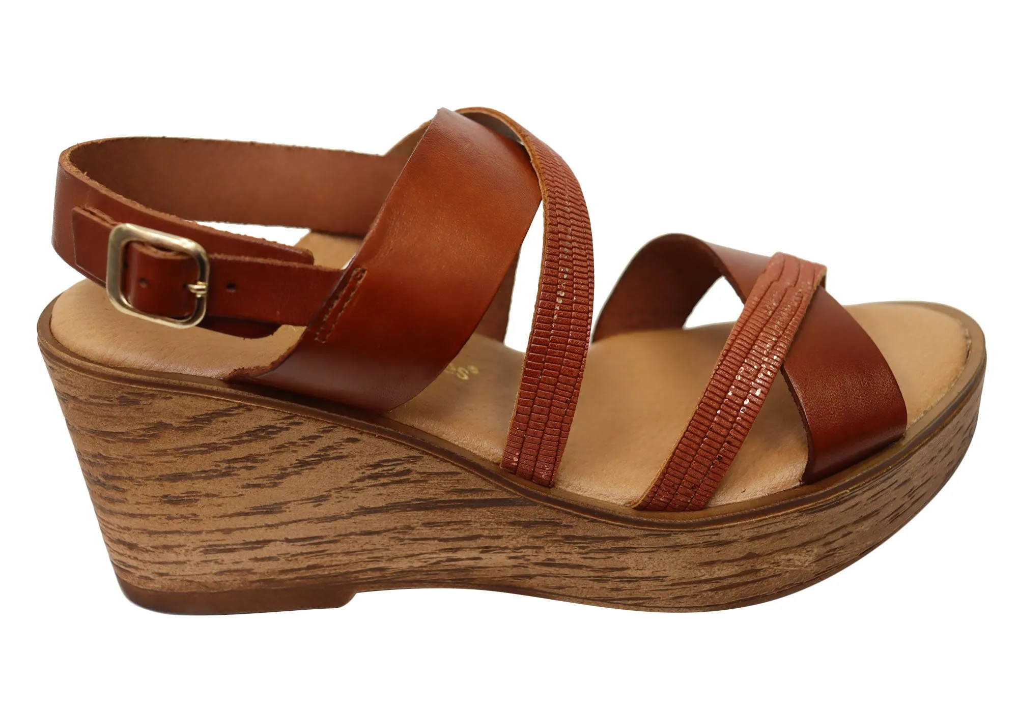 Lola Canales Brooke Womens Spanish Leather Wedge Sandals