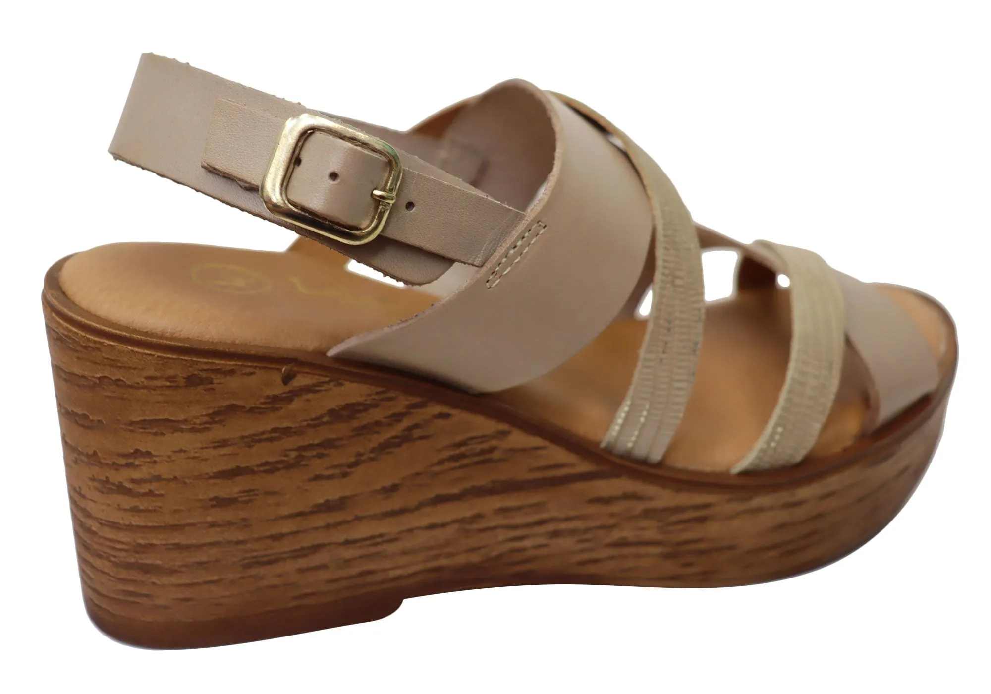 Lola Canales Brooke Womens Spanish Leather Wedge Sandals