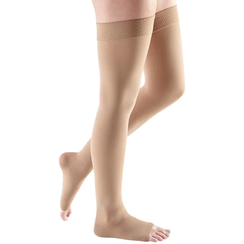 Medi Comfort 30-40mmHg Open Toe Thigh Length w/Silicone Top Band