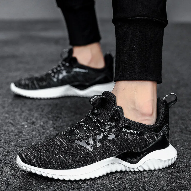 Men's Lightweight Sports Shoes Breathable Mesh Running Shoes Flying Woven Casual Sneakers