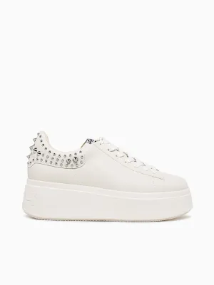 Moby Studs White Silver leather