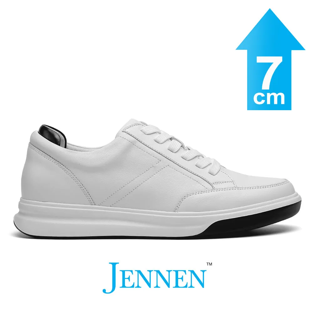 Mr. Federer 7cm | 2.8 inches White Elevated Casual Sneakers for Men