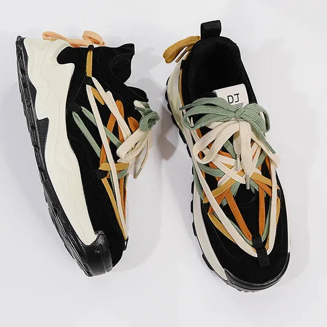 Multi-Layer Lace-Up Thick Platform Sneakers