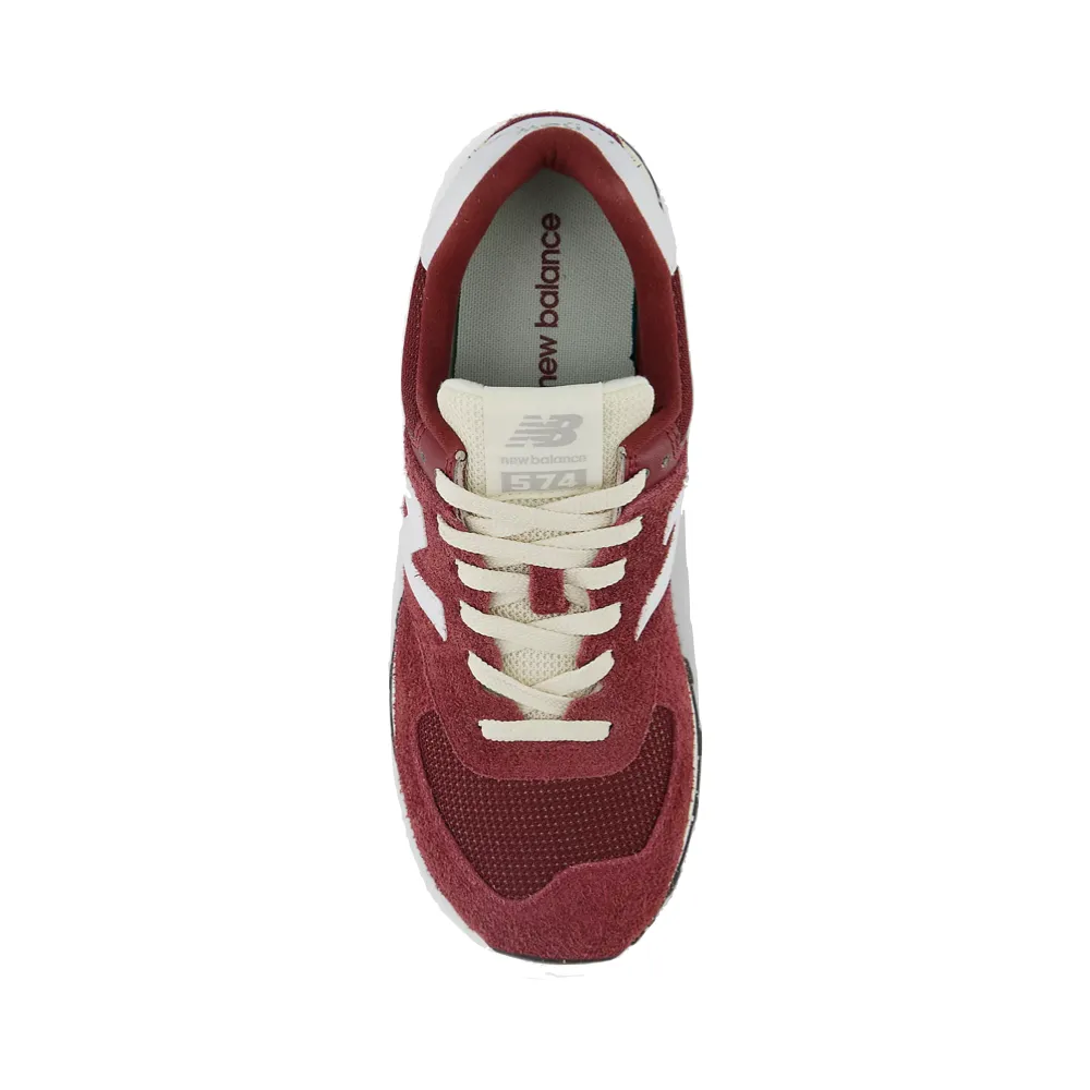 New Balance Women's 574 Sneaker in Classic Crimson with White and Angora