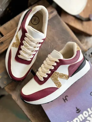 Nova Burgundy Glitter Sneakers