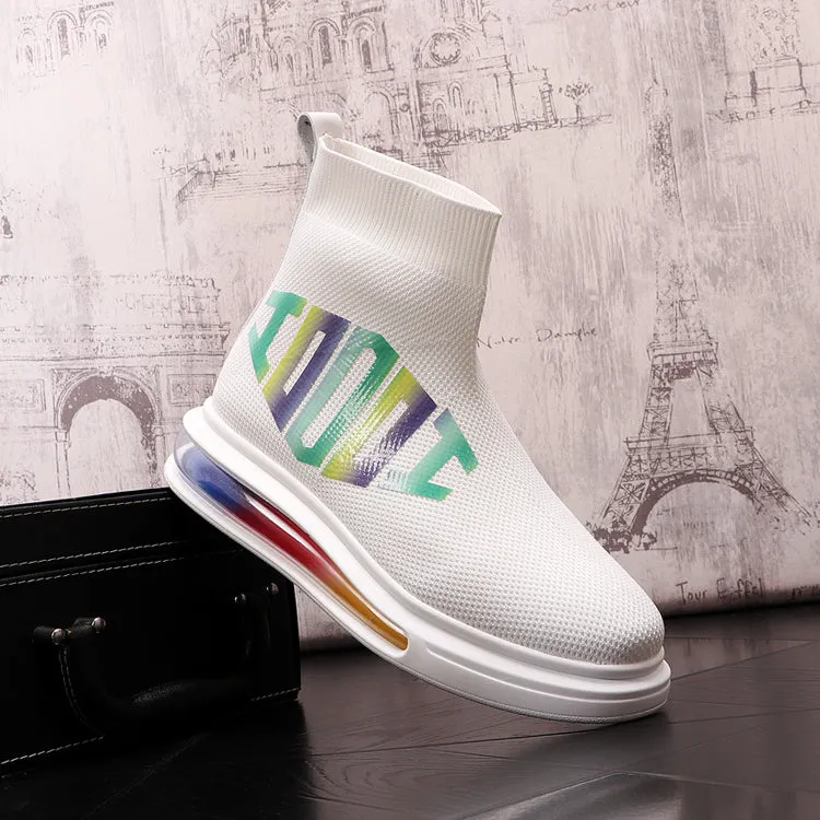 Ombre Letter Printed Colorful Platform Sneakers